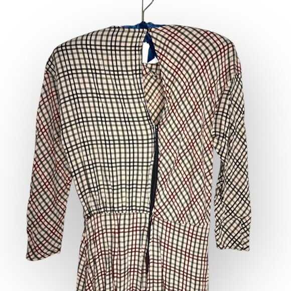 Zara ZW Collection plaid check Linen Blend LS midi dress bloggers favorite LS S - Picture 8 of 10